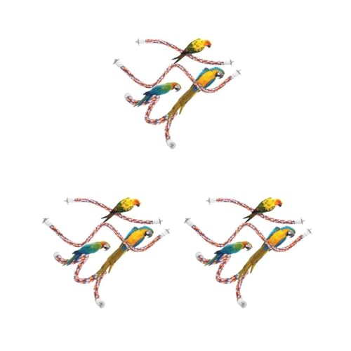 3 Set Papagei Spielzeug Seil Hängende Wellensittich Training Schnur Vogelkäfig Beißschaukel Leiter Schnur für kleine und mittelgroße Vögel 60cm von Paowsietiviity