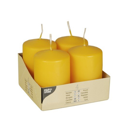 Pap-Star 4 Stumpenkerzen Ø 50 mm · 80 mm gelb, Kerze, Unparfümiert, Hochzeit, Party Pap-Star 4 Stumpenkerzen Ø 50 mm · 80 mm gelb, Kerze, Unparfümiert, Hochzeit, Party von PAPSTAR
