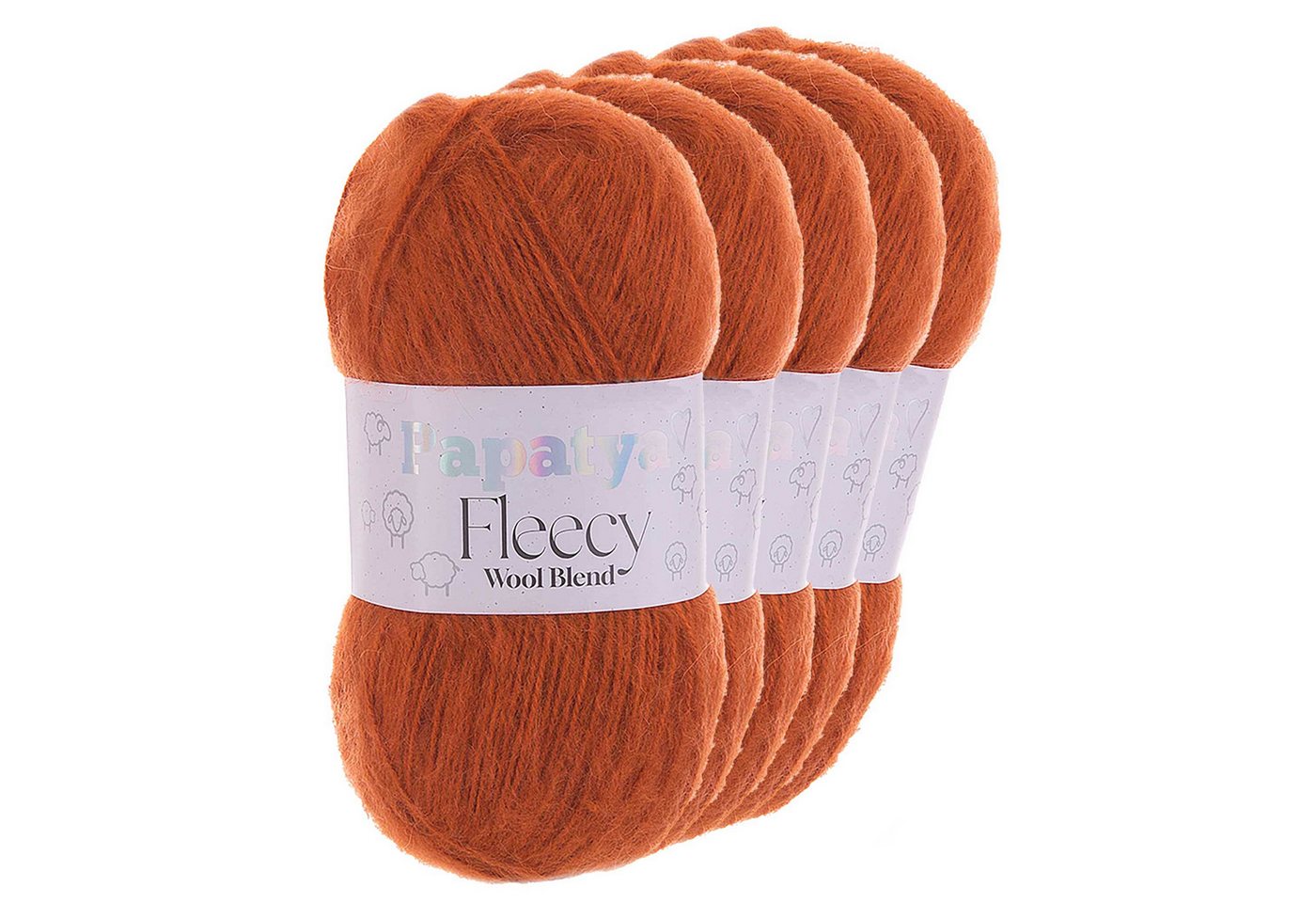 Papatya 5 x 100g Papatya Fleecy Kuschelgarn Wolle Häkelgarn Strickgarn Häkelwolle, 300 m, kürbisorange von Papatya