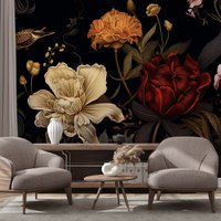 Abstrakte Blumentapete, Pflanze Und Blume | Wanddekoration Hausrenovierung Wandkunst Vinyl-Tapete Zum Abziehen Aufkleben Oder Nicht Selbstklebend von PapayaWallsShop