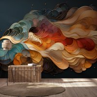 Abstrakte Bunte Wellentapete | Wanddekoration Hausrenovierung Wandkunst Vinyl-Tapete Zum Abziehen Und Aufkleben Oder Nicht Selbstklebend von PapayaWallsShop