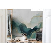 Abstrakte Grüne Aquarelltapete | Wanddekoration Hausrenovierung Wandkunst Vinyl-Tapete Zum Abziehen Und Aufkleben Oder Nicht Selbstklebend von PapayaWallsShop