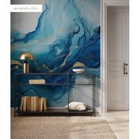 Blaue Abstrakte Marmortapete | Wanddekoration Hausrenovierung Wandkunst Vinyl-Tapete Zum Abziehen Und Aufkleben Oder Nicht Selbstklebend von PapayaWallsShop