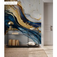 Blaue Aquarellmarmortapete | Wanddekoration Hausrenovierung Wandkunst Vinyl-Tapete Zum Abziehen Und Aufkleben Oder Nicht Selbstklebend von PapayaWallsShop