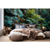Farn Hinterlässt Waldtapete | Wanddekoration Hausrenovierung Wandkunst Vinyl-Tapete Zum Abziehen Und Aufkleben Oder Nicht Selbstklebend von PapayaWallsShop