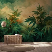 Grüne Blätter Tapete | Moderne Wanddekoration Hausrenovierung Wandkunst Vinyl-Tapete Zum Abziehen Und Aufkleben Oder Nicht Selbstklebend von PapayaWallsShop