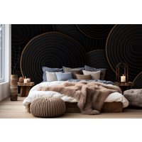 Kreise Abstrakte Dunkle Fototapete | Wanddekoration Hausrenovierung Wandkunst Vinyl-Tapete Zum Abziehen Und Aufkleben Oder Nicht Selbstklebend von PapayaWallsShop