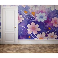 Lila Abstrakte Blumentapete | Florales Wanddekor Hausrenovierung Wandkunst Vinyl-Tapete Zum Abziehen Und Aufkleben Oder Nicht Selbstklebend Lila Abstrakte Blumentapete | Florales Wanddekor Hausrenovierung Wandkunst Vinyl-Tapete Zum Abziehen Und Aufkleben Oder Nicht Selbstklebend von PapayaWallsShop