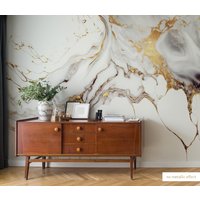 Luxuriöse Weiße, Nicht Goldene Marmortapete | Wanddekoration Hausrenovierung Wandkunst Vinyl-Tapete Zum Abziehen Und Aufkleben Oder Selbstklebend von PapayaWallsShop