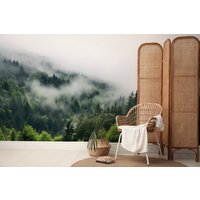 Neblige Baumlandschaftstapete | Wanddekoration Hausrenovierung Wandkunst Vinyl-Tapete Zum Abziehen Und Aufkleben Oder Nicht Selbstklebend von PapayaWallsShop