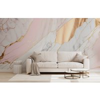 Pastellrosa Marmorsteintapete | Wanddekoration Hausrenovierung Wandkunst Vinyl-Tapete Zum Abziehen Und Aufkleben Oder Nicht Selbstklebend von PapayaWallsShop