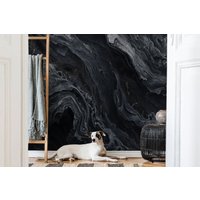Schwarz-Weiße Steintapete | Wanddekoration Hausrenovierung Wandkunst Vinyl-Tapete Zum Abziehen Und Aufkleben Oder Nicht Selbstklebend von PapayaWallsShop