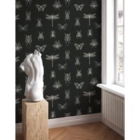 Schwarz-Weiße Tapete, Retro-stil | Wanddekoration Hausrenovierung Wandkunst Vinyl-Tapete Zum Abziehen Und Aufkleben Oder Nicht Selbstklebend von PapayaWallsShop