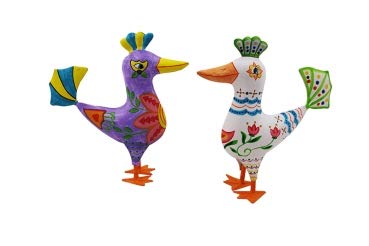 Pape Kunstgewerbe Metall Mexican Bird 2er Creme-bunt, Flieder bunt von Pape Kunstgewerbe