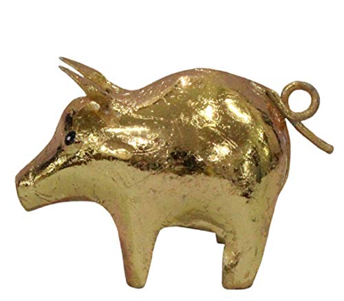 Pape niedliches putziges Mini Metallschwein als Dekofigur oder Tischdeko in Silber oder Gold (1 x Gold) von Pape