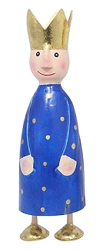 Pape putzige kleine Dekofigur König zum Stellen in azurblau Silber Creme mit Goldener Krone aus Metall hergestellt in Handarbeit (azurblau) von Pape