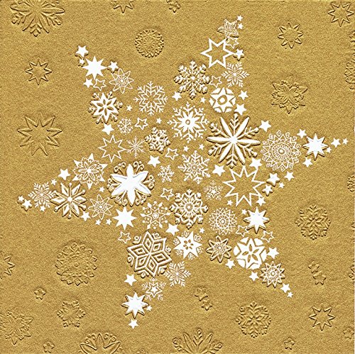 16 Servietten geprägt Weihnachtsstern gold (Moments"My Xmas star gold") Weihnachten 33x33 von Paper+Design