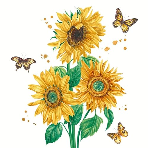 20 Servietten Blumen Sonnenblumen mit Schmetterlinge als Tischdeko. Papierservietten mit Motiv. Auch für Decoupage und Serviettentechnik 33x33cm 20 Servietten Blumen Sonnenblumen mit Schmetterlinge als Tischdeko. Papierservietten mit Motiv. Auch für Decoupage und Serviettentechnik 33x33cm von Paper+Design