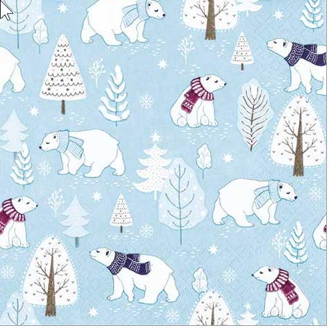 20 Servietten Polarbär Winter Tier 33 x33 von Paper+Design
