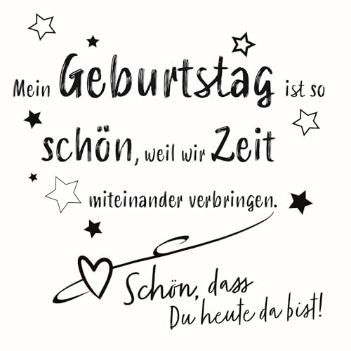 Serviettenshop 20 Servietten Spruch Zeit zum Geburtstag als Tischdeko mit Spruch Schön, dass Du da bist. Papierservietten mit Motiv. Auch für Decoupage und Serviettentechnik 33x33cm von Serviettenshop