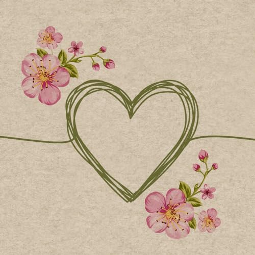 25 nachhaltige Servietten aus Recycling-Papier Hochzeit & Liebe Blumen pink an Herz als Tischdeko. Papierservietten mit Motiv. Ökologisch nachhaltige Deko aus recyceltem Papier. 33x33cm von Paper+Design