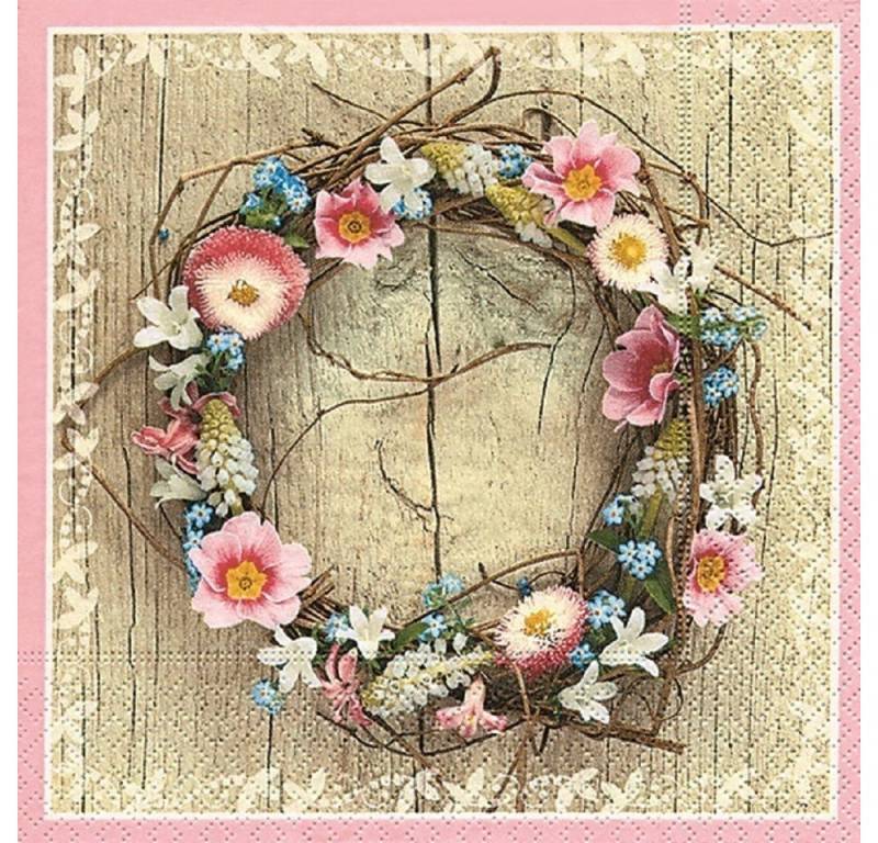 Paper+Design Papierserviette 20 LUNCH SERVIETTEN 33x33cm. Blumenkranz. SPRING WREATH von Paper+Design