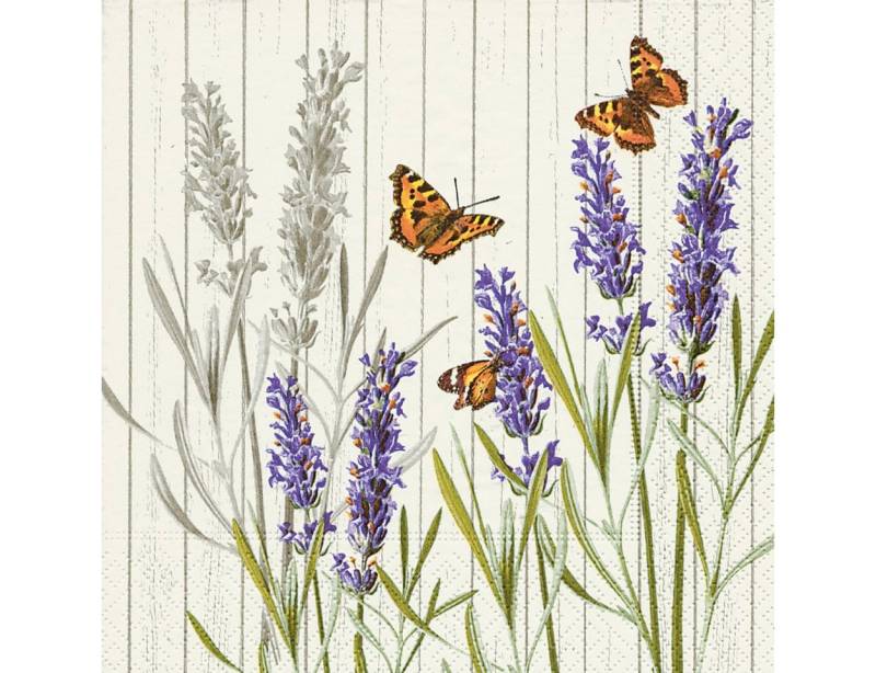 Paper+Design Papierserviette Lavendel & Schmetterlinge, (20 St), 33 cm x 33 cm von Paper+Design