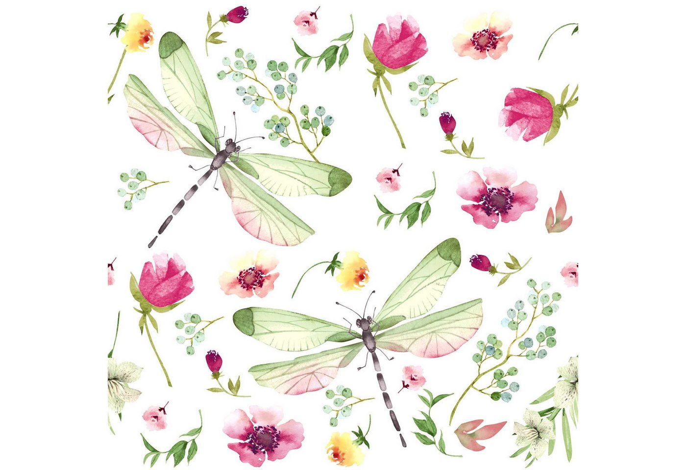 Paper+Design Papierserviette PAPER+DESIGN 206187 Lunchservietten Libellen - 33 x 33 cm, 20 Stück von Paper+Design