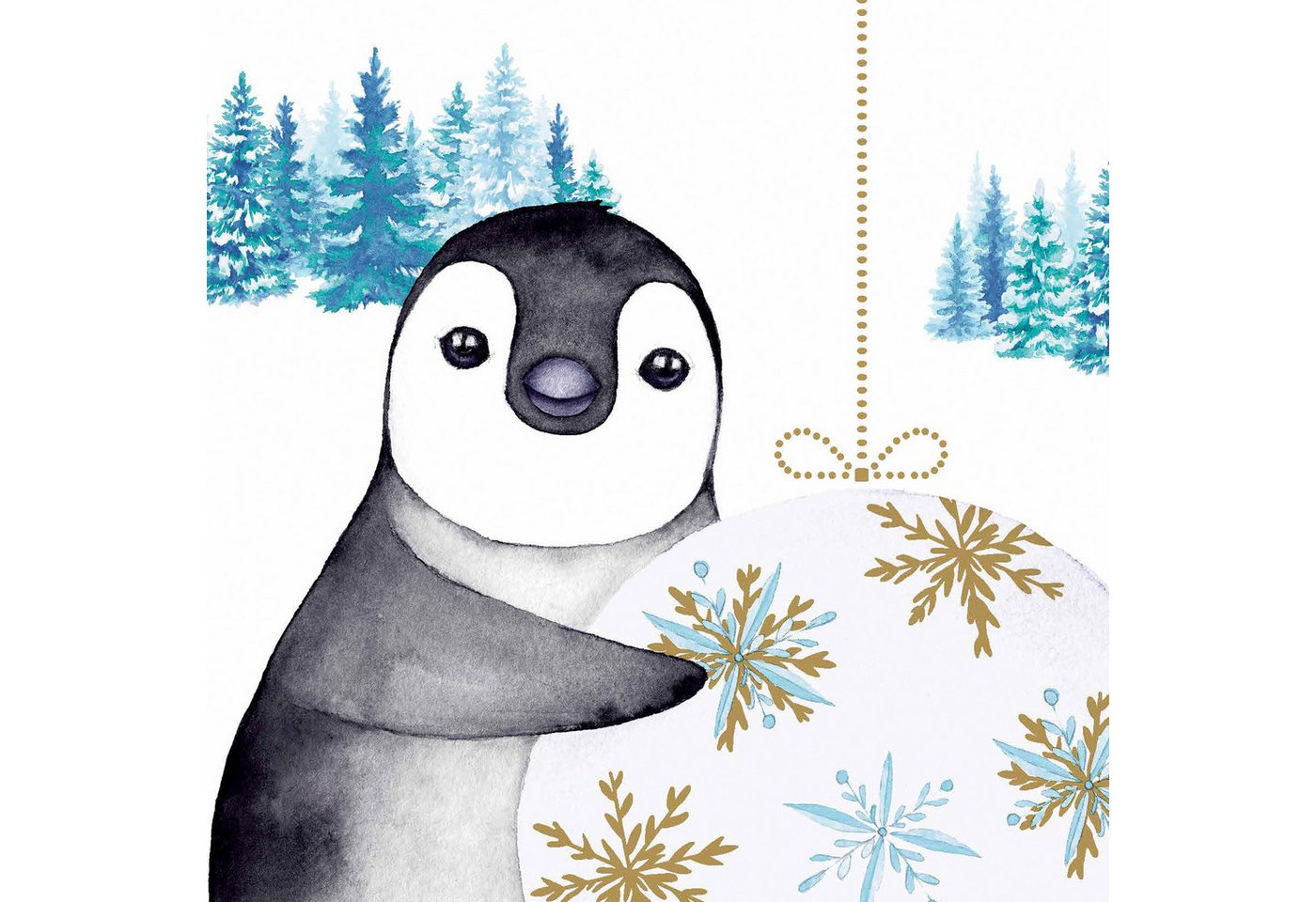 Paper+Design Papierserviette Pinguin im Winter, (20 St), 33 cm x 33 cm von Paper+Design