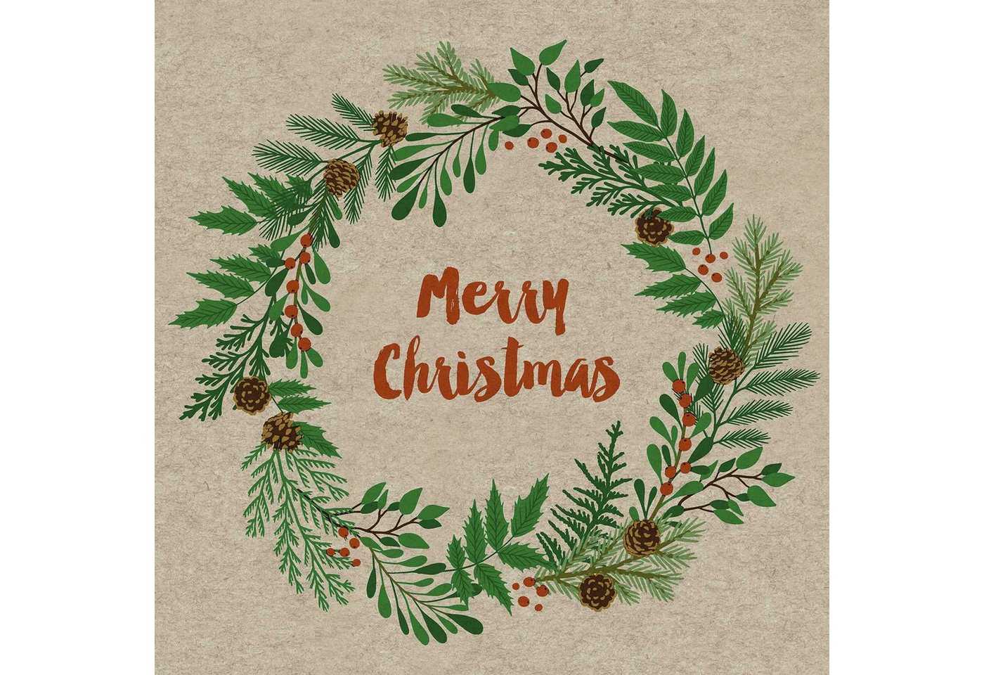 Paper+Design Papierserviette Weihnachts Cocktailservietten Naturals - 25 x 25 cm, 25 Stück von Paper+Design