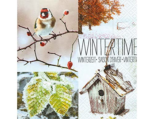 Servietten mit kleinen Vögeln auf dem Winterzweig von Paper+Design
