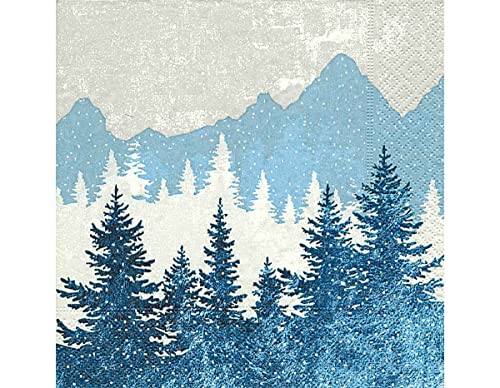 Papierservietten Forest Silhouee Blue 33x33cm. 20u von Paper+Design