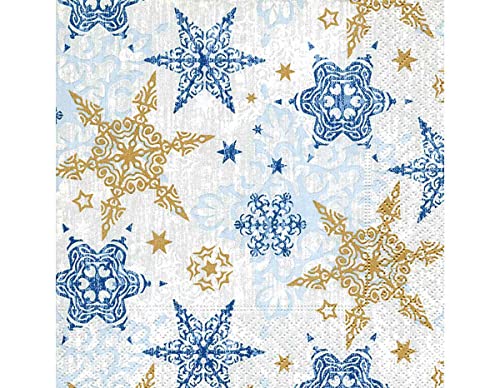 Servietten Papier Delicate Sterne Blau 33 x 33 cm. 20U von Paper+Design