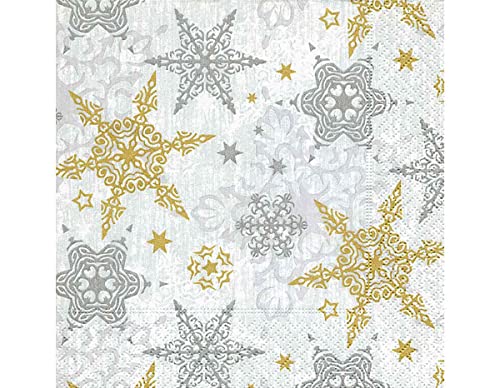 Servietten Papier Delicate Sterne Silber 33 x 33 cm. 20U von Paper+Design
