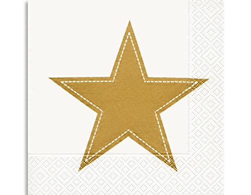 Servietten Papier Simply Star White/Gold 33x33cm. 20u von Paper+Design