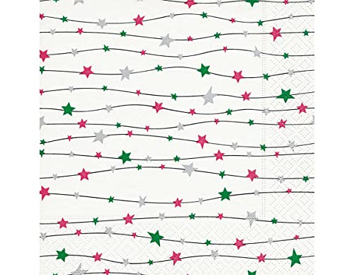 Servietten Papier Stars in Linien, Pink, 33 x 33 cm, 20U von Paper + Design