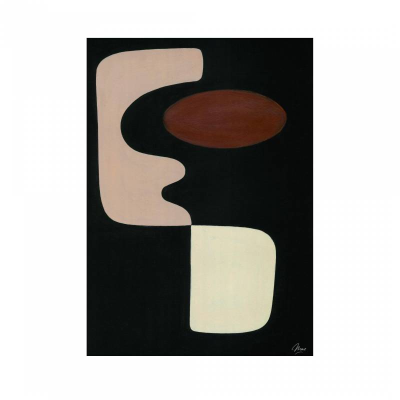 Paper Collective - Faces 01 Kunstdruck 30x40cm - schwarz, beige, dunkelrot/BxH 30x40cm von Paper Collective