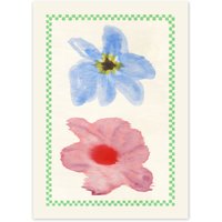 Paper Collective - Flower with Checks 01 Poster, 50 x 70 cm von Paper Collective
