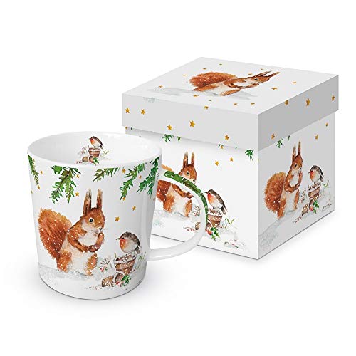 Kaffeebecher Eichhörnchen und Rotkehlchen mit Geschenkbox, Tasse Tiere Tier Geschenkset von Paper Product Design