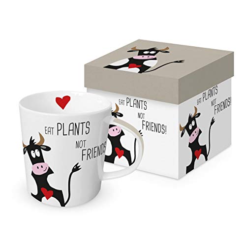 Kaffeebecher Kühe mit Geschenkbox, Tasse Tiere Tier Geschenkset "Plants not Friends", Kuh von Paperproducts Design