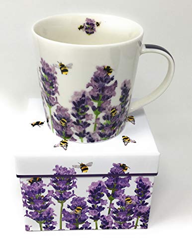Kaffeebecher Lavendel mit Bienen mit Geschenkbox, Tasse Gartenblumen Geschenkset Blumen von Paperproducts Design