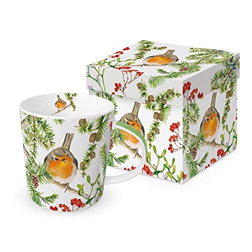 Paperproducts Design Kaffeebecher Rotkehlchen im Baum mit Geschenkbox Tiermotiv von Paperproducts Design