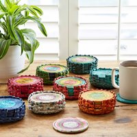 6Er Set Untersetzer Aus Recycelter Zeitung Mehrfarbige Untersetzer, Nachhaltiges Geschirr von PaperHighGifts