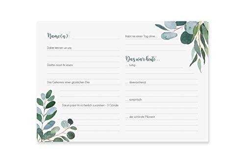 PaperMaid Gästebuch Karten Hochzeit Aquarell Eukalyptus Green DIN A5 (50, Variante D) von PaperMaid