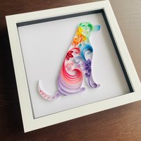 Regenbogen Hund Quilling Kunst Im Weißen Kastenrahmen - Neue Babyzimmer Dekoration Und Hundeliebhaber Geschenk Regenbogen Hund Quilling Kunst Im Weißen Kastenrahmen - Neue Babyzimmer Dekoration Und Hundeliebhaber Geschenk von PaperPetalCraftShop