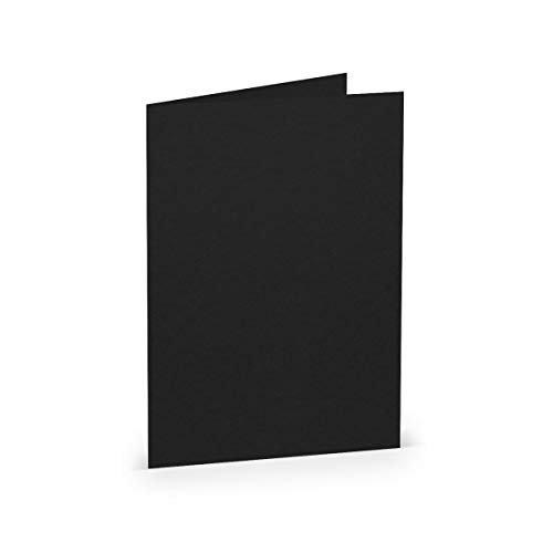 PAPERADO 25 Faltkarten DIN B6 Schwarz gerippt - Doppelkarten vorgefaltet blanko 220 g/m² - 12 x 16,9 cm - Klappkarten Basteln Einladungskarten Hochzeit Kommunion von PAPERADO