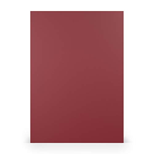 PAPERADO 50x Bastelkarton DIN A4 - Rosso gerippt Dunkel-Rot 220 g/m² Tonkarton - Dickes Bastelpapier in 29,7 x 21 cm Malen, Basteln perfekte Bastelpappe von PAPERADO