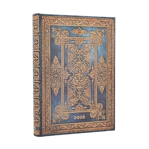 2026 Blue Luxe (Luxe Design) Midi 12-month Day-at-a-Time Hardcover Flexi Dayplanner 2026 (Elastic Band Closure) von Paperblanks