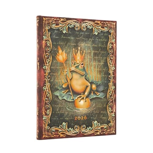 2026 The Brothers Grimm, Frog Prince (Fairy Tale Collection) Midi 12-month Verso Hardcover Flexi Dayplanner 2026 (Elastic Band Closure) von Paperblanks