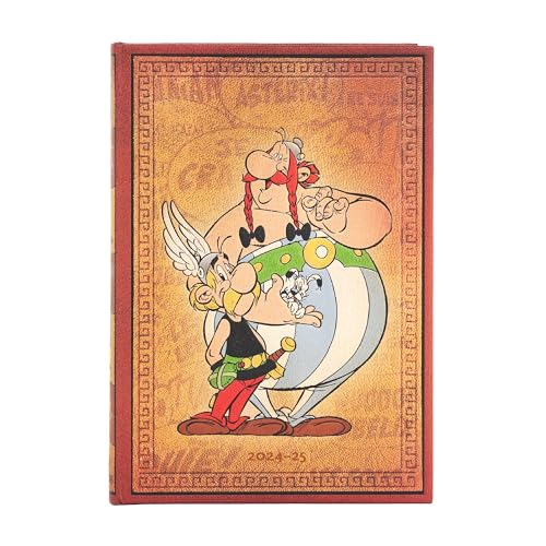 Paperblanks 18-Monatskalender 2025, Asterix & Obelix, Midi, Horizontal, Elastikband-Verschluss von Paperblanks